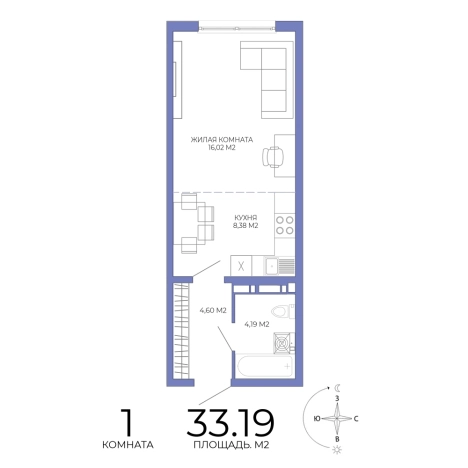 Купить однокомнатную квартиру на улице Побочинская в Пензе. Вариант № 129149, 0, площадь -  квм, цена 3053480 рублей