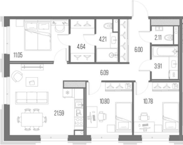 Купить многокомнатную квартиру в ЖК Legenda Васильевского в Санкт-Петербурге. Вариант № 4837682, 0, площадь -  квм, цена 37524643 рублей
