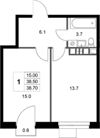 Купить однокомнатную квартиру у метро Некрасовка в Люберцах. Вариант № 138291, 0, площадь -  квм, цена 7342164 рублей