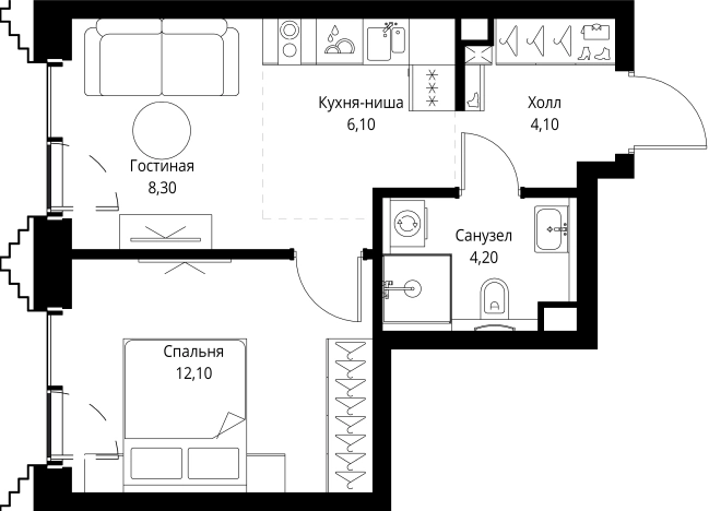 Купить однокомнатную квартиру в новостройках в ЖК SET в Москве. Вариант № 10349482, 0, площадь -  квм, цена 24412200 рублей