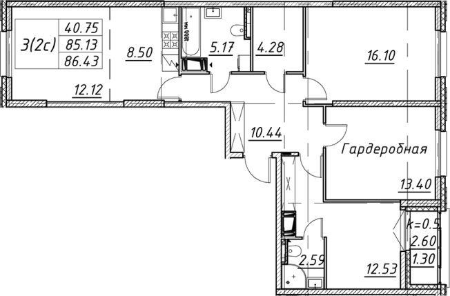 . Вариант № 7850368, 0, площадь - 85.13 квм, цена 30214372 рублей