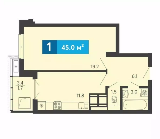 Купить однокомнатную квартиру в ЖК Жилой комплекс "Созвездие (1 очередь)" в Пензенской области. Вариант № 76749, 0, площадь -  квм, цена 5070430 рублей