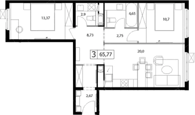 Купить трехкомнатную квартиру в Видном. Вариант № 5833614, 0, площадь - квм, цена 9109964 рублей