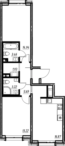 Купить двухкомнатную квартиру у метро Шушары в Санкт-Петербурге. Вариант № 9154517, 0, площадь -  квм, цена 8331119 рублей