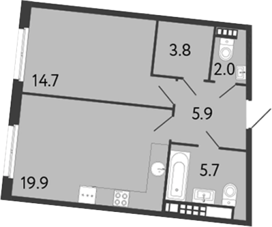 . Вариант № 6250229, 0, площадь - 52 квм, цена 40334992 рублей