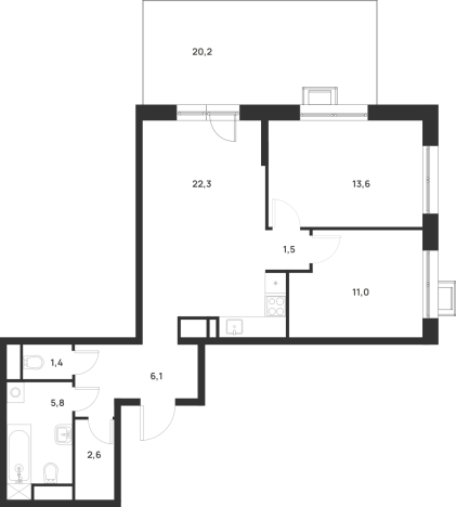 Купить двухкомнатную квартиру у метро Корниловская в Москве. Вариант № 10416796, 0, площадь -  квм, цена 18554410 рублей