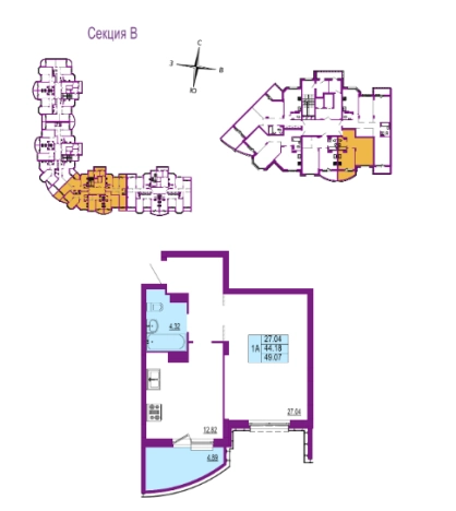 Купить однокомнатную квартиру в новостройках в Владимирской области. Вариант № 798081, 0, площадь -  квм, цена 6379100 рублей