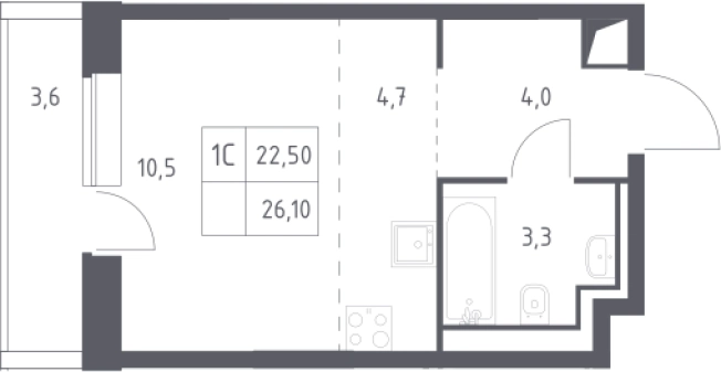 Купить Студию у метро Давыдково в Москве. Вариант № 3549414, 0, площадь -  квм, цена 12888128 рублей