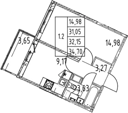 Купить однокомнатную квартиру у метро Девяткино в Мурине. Вариант № 7267774, 0, площадь -  квм, цена 6843888 рублей