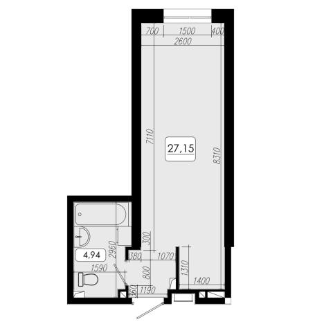 . Вариант № 6802109, 0, площадь - 27.15 квм, цена 6298800 рублей