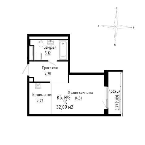 . Вариант № 9410724, 0, площадь - 43.88 квм, цена 8556600 рублей
