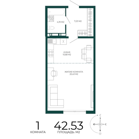 Купить однокомнатную квартиру в Микрорайоне Пенза-2, Железнодорожный район в Пензе. Вариант № 5388202, 0, площадь -  квм, цена 3912760 рублей