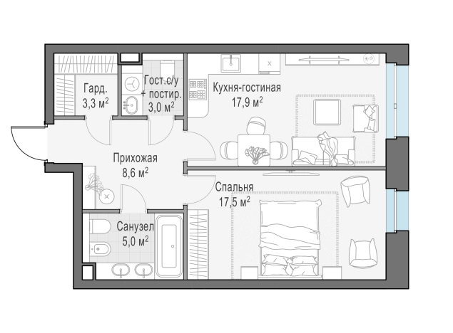 Купить однокомнатную квартиру у метро Автозаводская в Москве. Вариант № 168275, 0, площадь -  квм, цена 37290000 рублей