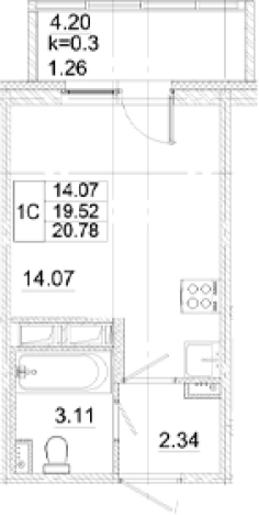Купить Студию в новостройках в ЖК Аэросити в Санкт-Петербурге. Вариант № 8999574, 0, площадь -  квм, цена 4301460 рублей