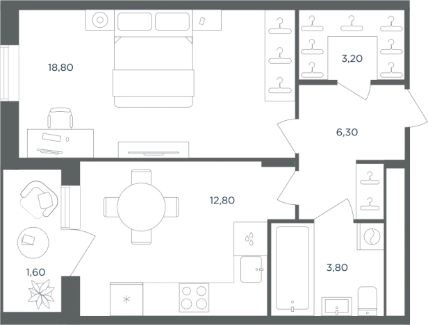 Купить однокомнатную квартиру в ЖК Равновесие в Московской области. Вариант № 7688744, 0, площадь -  квм, цена 9207472 рублей