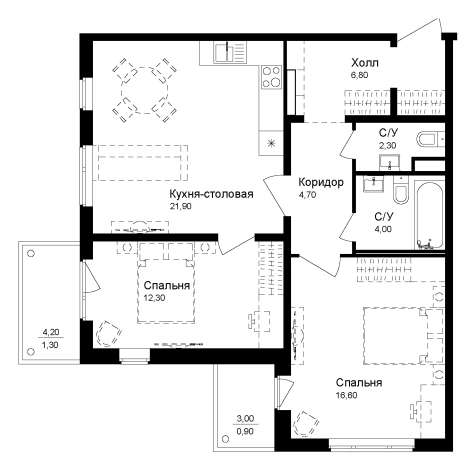 Купить двухкомнатную квартиру в новостройках на улице Достоевского в Ленинградской области. Вариант № 7829244, 0, площадь -  квм, цена 8850000 рублей