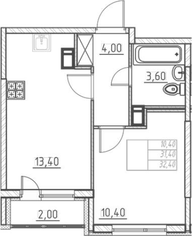 Купить однокомнатную квартиру в ЖК Огоньки в Всеволожске. Вариант № 7254802, 0, площадь -  квм, цена 4857000 рублей