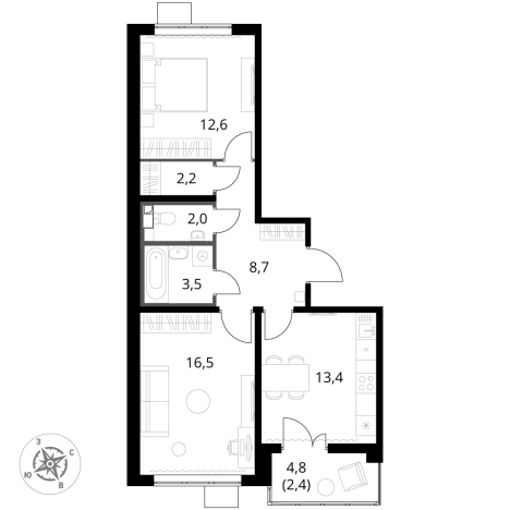 Купить двухкомнатную квартиру в Видном. Вариант № 9806003, 0, площадь -  квм, цена 19327890 рублей