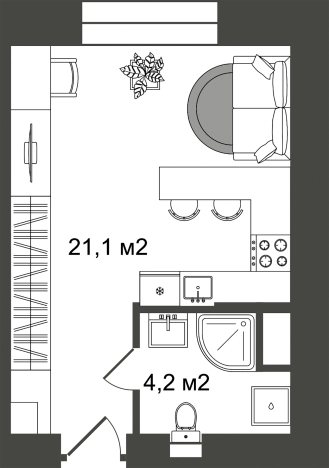 Купить Студию у метро Ладожская в Санкт-Петербурге. Вариант № 6828820, 0, площадь -  квм, цена 4225100 рублей