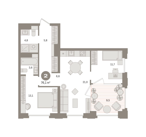 Купить двухкомнатную квартиру у метро Фонвизинская в Москве. Вариант № 110478, 0, площадь -  квм, цена 35670000 рублей