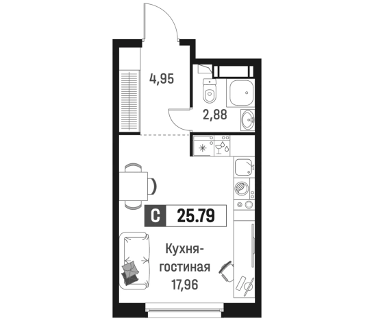Купить Студию в новостройках на улице проспект Авиаторов Балтики в Мурине. Вариант № 6867057, 0, площадь -  квм, цена 4999185 рублей