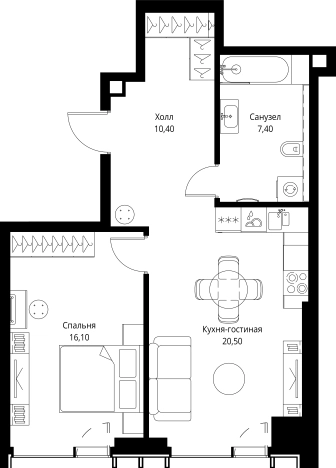 Купить однокомнатную квартиру в новостройках в районе Можайский в Москве. Вариант № 5846243, 0, площадь -  квм, цена 30355200 рублей