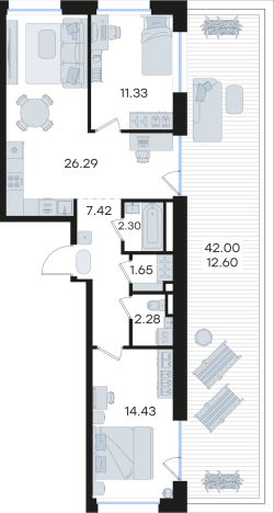 Купить двухкомнатную квартиру в ЖК GloraX Premium Гребной Канал в Нижнем Новгороде. Вариант № 9336927, 0, площадь -  квм, цена 39337836 рублей