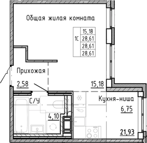 Купить Студию в ЖК OKLA в Санкт-Петербурге. Вариант № 8163850, 0, площадь -  квм, цена 6797736 рублей