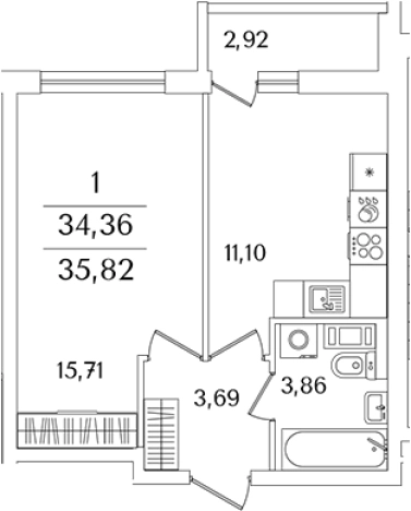 Купить однокомнатную квартиру в новостройках в ЖК Лайнеръ в Санкт-Петербурге. Вариант № 6832820, 0, площадь -  квм, цена 8891246 рублей