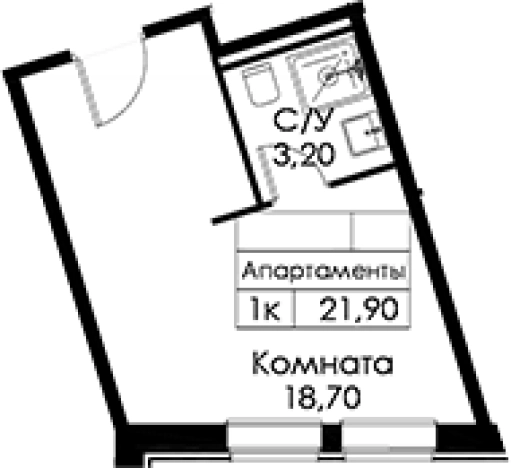 . Вариант № 6250689, 0, площадь - 21.9 квм, цена 6550027 рублей