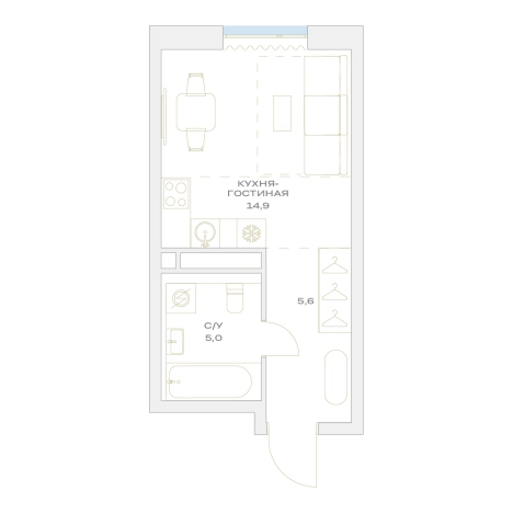. Вариант № 8686549, 0, площадь - 25.5 квм, цена 11591432 рублей