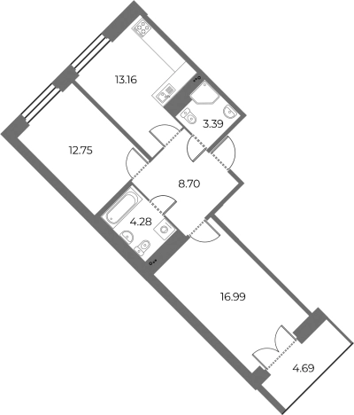 Купить двухкомнатную квартиру в новостройках в Санкт-Петербурге. Вариант № 99731, 0, площадь -  квм, цена 17900000 рублей