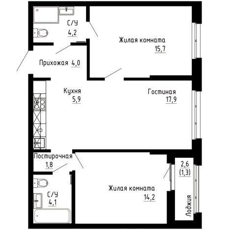 Купить двухкомнатную квартиру в ЖК "7Я" в Владивостоке. Вариант № 9769382, 0, площадь -  квм, цена 16045020 рублей