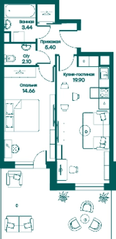 Купить двухкомнатную квартиру в Одинцове. Вариант № 75327, 0, площадь -  квм, цена 8244480 рублей