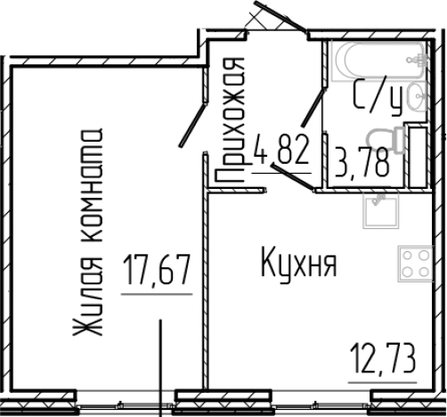 Купить однокомнатную квартиру на вторичке на улице Тихвинская в Сертолове. Вариант № 6057396, 0, площадь -  квм, цена 6669000 рублей