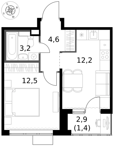 Купить однокомнатную квартиру у метро Физтех в Химках. Вариант № 9711913, 0, площадь -  квм, цена 8914005 рублей