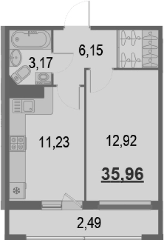 Купить однокомнатную квартиру в Кудрове. Вариант № 65810, 0, площадь -  квм, цена 6868360 рублей