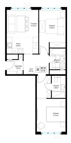 Купить двухкомнатную квартиру у метро Домодедовская в Видном. Вариант № 750298, 0, площадь -  квм, цена 14878693 рублей