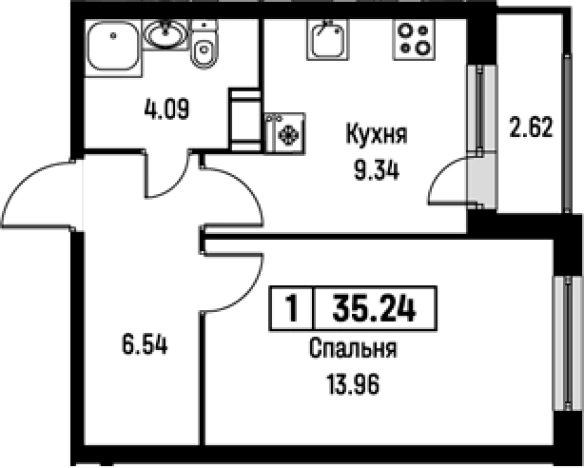 Купить однокомнатную квартиру у метро Девяткино в Мурине. Вариант № 8062106, 0, площадь - квм, цена 5670147 рублей