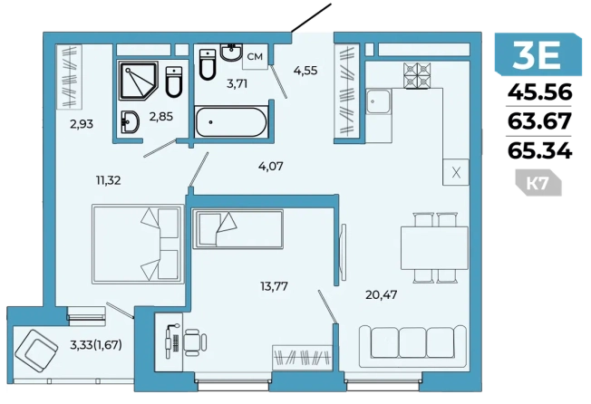 Купить трехкомнатную квартиру в новостройках на улице Щербакова в Пензе. Вариант № 88154, 0, площадь - квм, цена 8474598 рублей