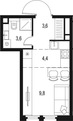 Купить Студию в ЖК Level Нижегородская в Москве. Вариант № 3566847, 0, площадь -  квм, цена 9266563 рублей