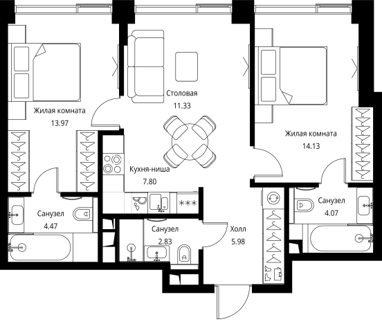 Купить двухкомнатную квартиру у метро Мякинино в Москве. Вариант № 122416, 0, площадь -  квм, цена 29902929 рублей