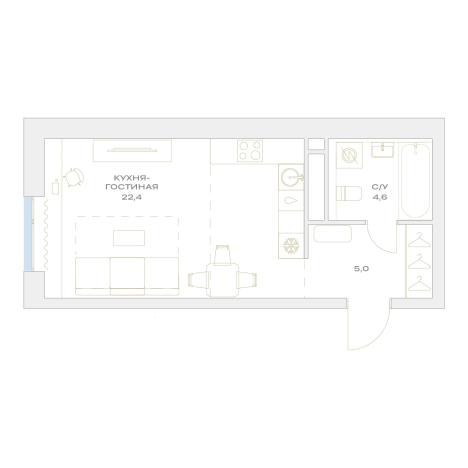 Купить Студию в ЖК Детали в Москве. Вариант № 10095032, 0, площадь -  квм, цена 15464089 рублей