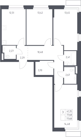 Купить трехкомнатную квартиру в новостройках в Москве. Вариант № 3560051, 0, площадь -  квм, цена 14273442 рублей