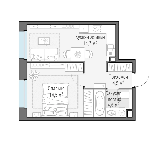 Купить двухкомнатную квартиру в ЖК Белый Grad в Мытищах. Вариант № 166928, 0, площадь -  квм, цена 8150000 рублей