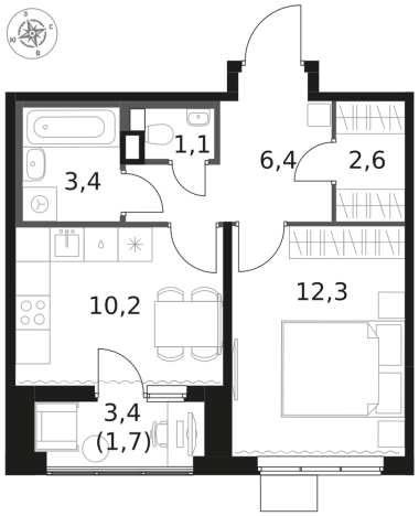 Купить однокомнатную квартиру у метро Физтех в Химках. Вариант № 137321, 0, площадь -  квм, цена 10139415 рублей