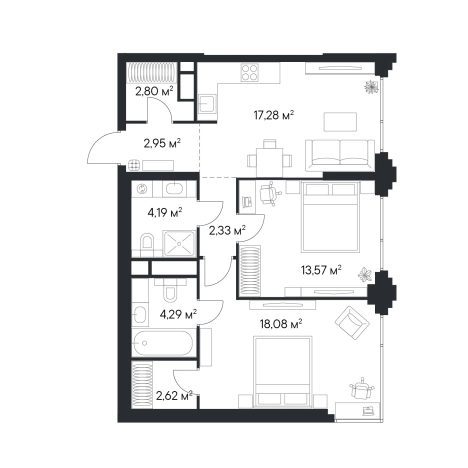 Купить двухкомнатную квартиру у метро Нагатинская в Москве. Вариант № 8118535, 0, площадь -  квм, цена 45262417 рублей
