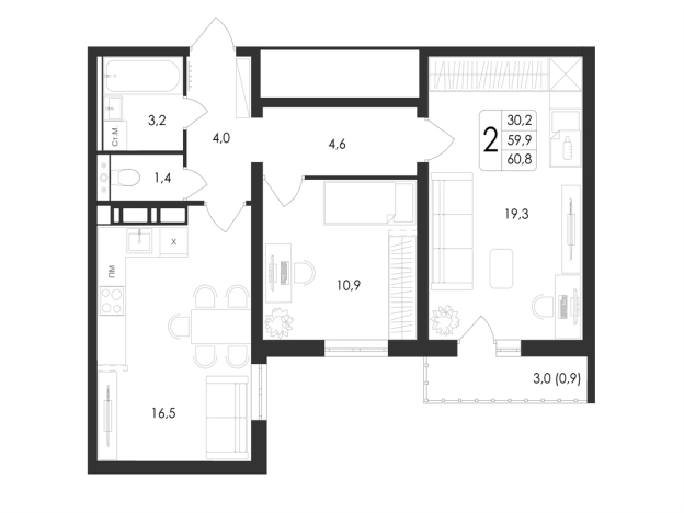 Купить двухкомнатную квартиру в ЖК Май в Воронеже. Вариант № 2656955, 0, площадь -  квм, цена 9401808 рублей