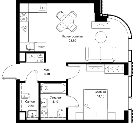 . Вариант № 148084, 0, площадь - 49.2 квм, цена 25766040 рублей