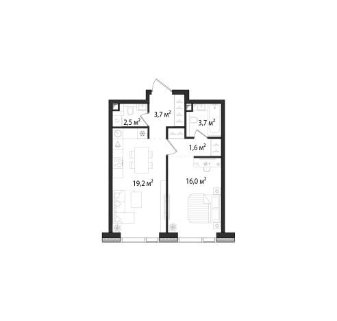 . Вариант № 10614519, 0, площадь - 46.7 квм, цена 26056807 рублей